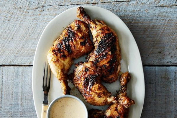 Grilled chicken with Alabama white barbecue sauce