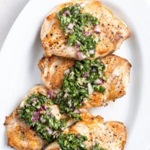 Grilled chicken with basil chimichurri