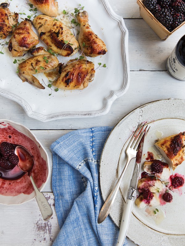 Grilled chicken with blackberry balsamic sauce