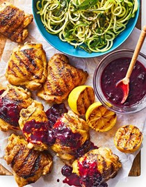 Grilled chicken with blueberry-tarragon sauce
