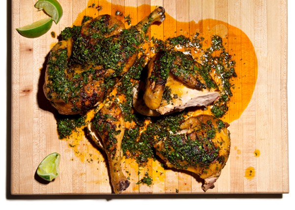 Grilled chicken with board dressing