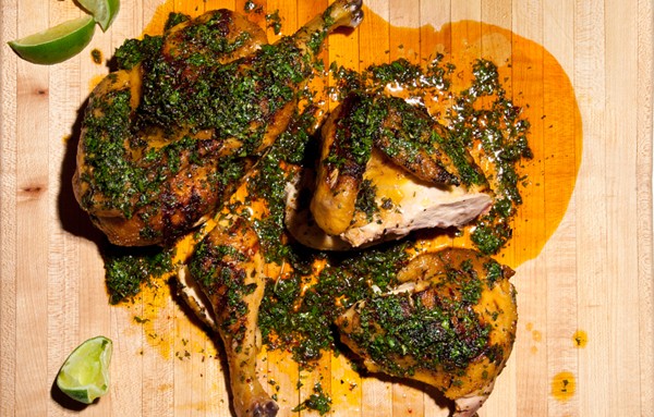 Grilled chicken with board dressing