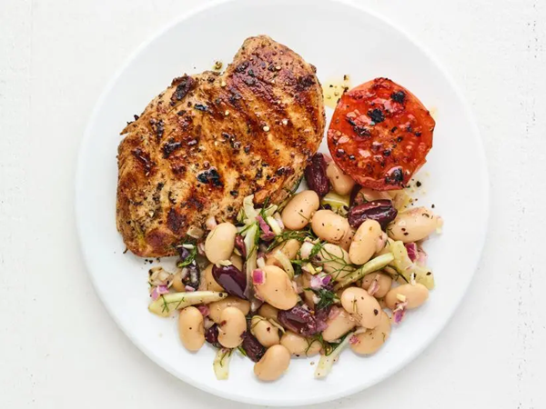 Grilled chicken with butter bean salad