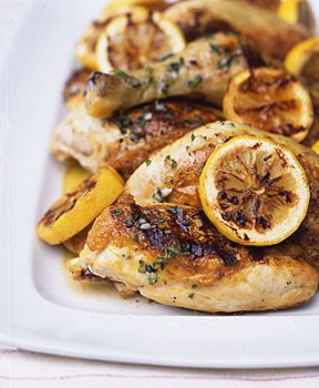 Grilled chicken with lemon, garlic, and oregano