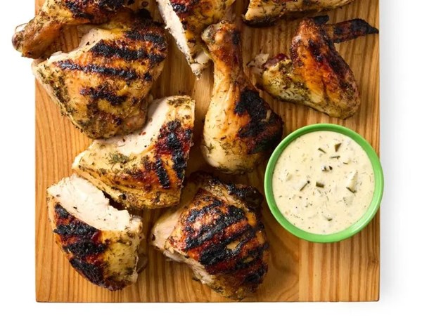 Grilled chicken with pickle BBQ sauce