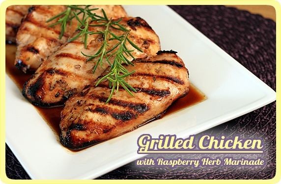 Grilled chicken with raspberry rosemary marinade