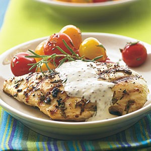 Grilled chicken with rustic mustard cream