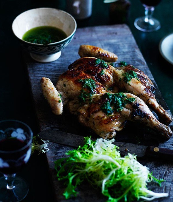 Grilled chicken with salmoriglio