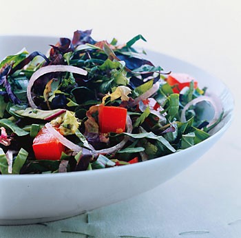 Grilled chicken with shredded mesclun salad