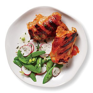 Grilled chicken with spicy rhubarb-BQ sauce