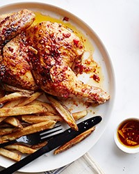 Grilled chicken with spicy-sweet chile oil