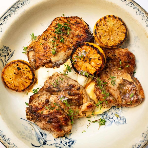 Grilled chicken with za'atar and tahini