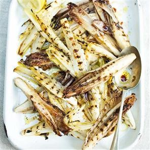 Grilled chicory with pomegranate molasses