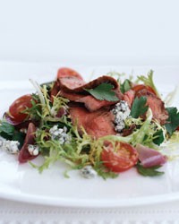 Grilled chili-rubbed steak salad with roasted shallot vinaigrette