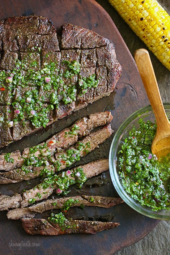Grilled chimichurri flank steak