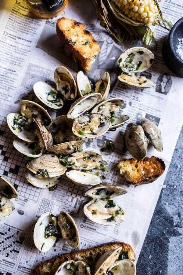 Grilled clams with charred jalapeño basil butter