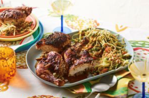 Grilled coconut chicken with green papaya salad