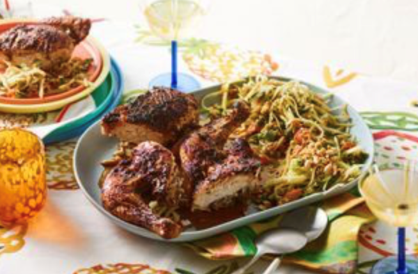Grilled coconut chicken with green papaya salad