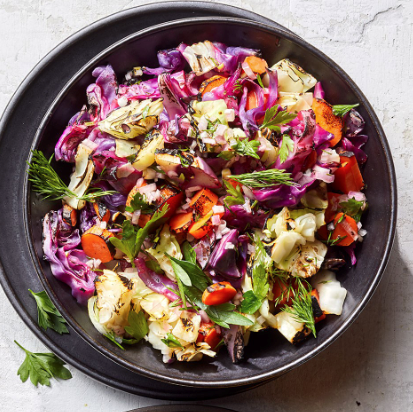 Grilled coleslaw with lemon-herb vinaigrette