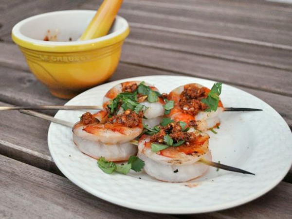 Grilled colossal shrimp with charmoula