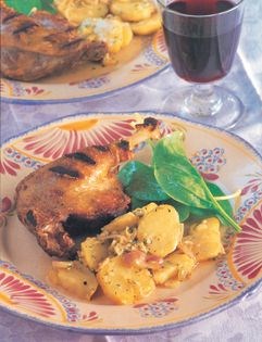 Grilled confit of duck with potato salad
