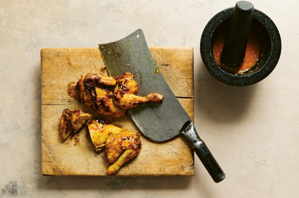 Grilled coriander and garlic chicken (Gai yang)