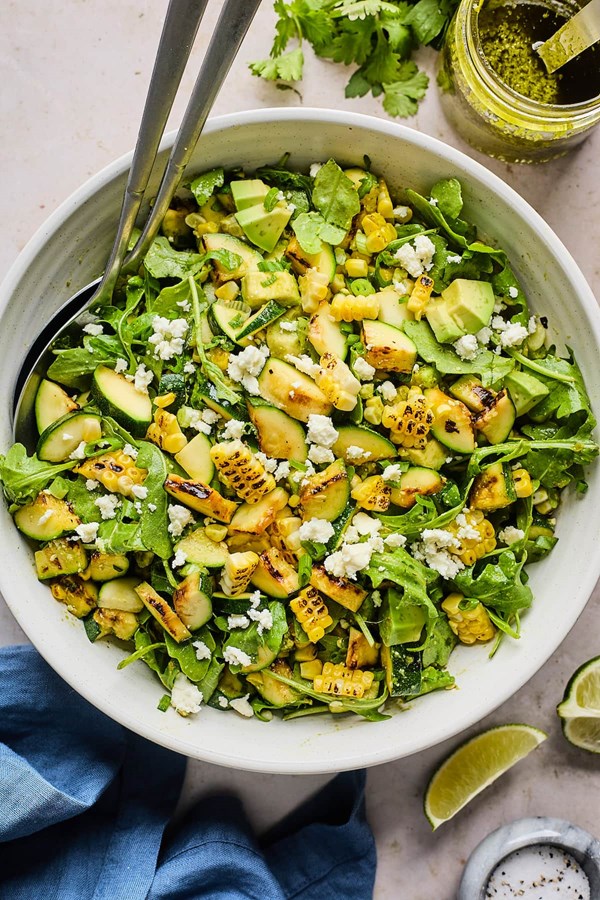 Grilled corn & zucchini salad