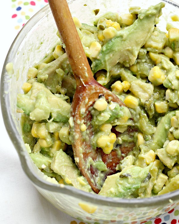 Grilled corn and poblano guacamole