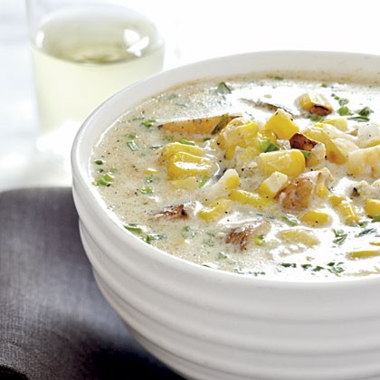 Grilled corn and potato chowder