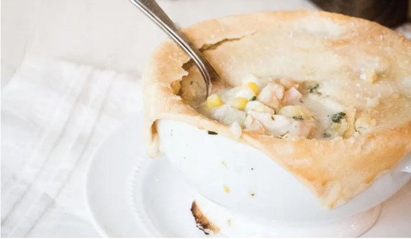 Grilled corn and thyme chicken pot pies