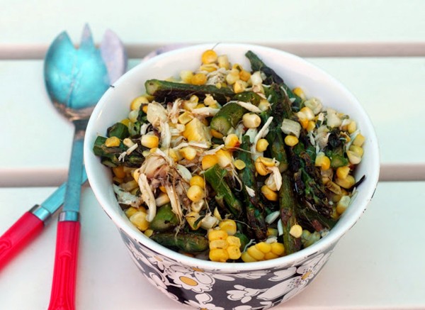 Grilled corn, asparagus and crab salad