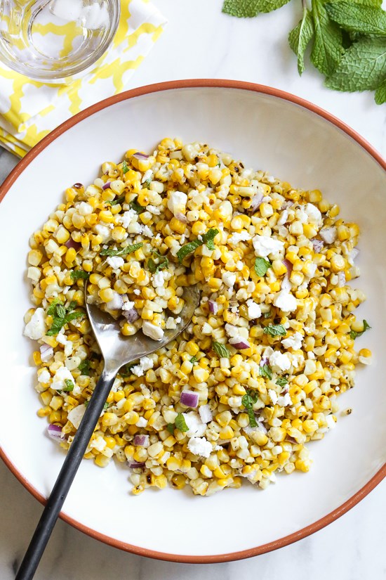 Grilled corn salad with feta