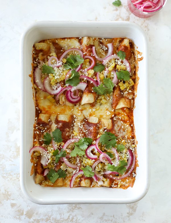Grilled corn summer enchiladas
