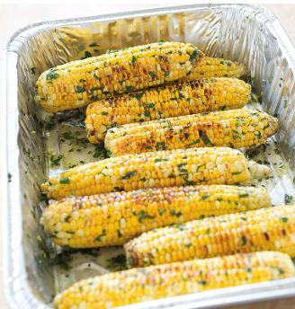 Grilled corn with basil-lemon butter