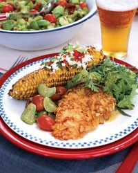 Grilled corn with chiles, cheese and lime
