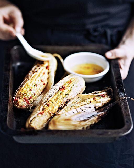 Grilled corn with chili butter