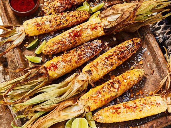 Grilled corn with cotija and quicos