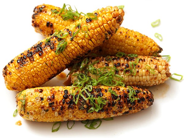 Grilled corn with garlic and ginger soy-butter