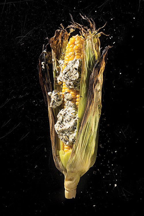 Grilled corn with herbed goat cheese butter
