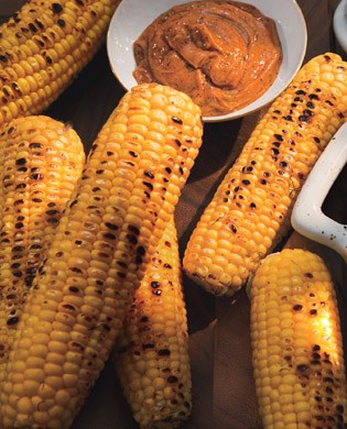 Grilled corn with honey-ancho chile butter