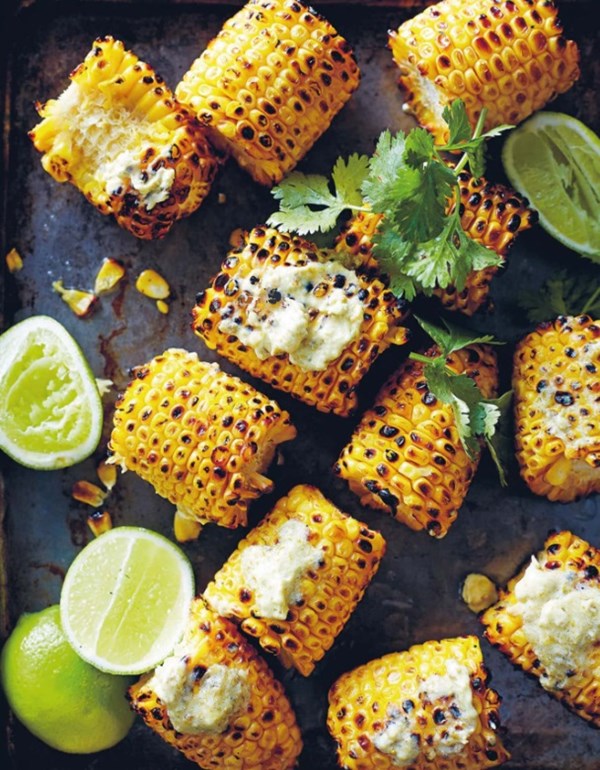 Grilled corn with jalapeño, lime and Parmesan butter