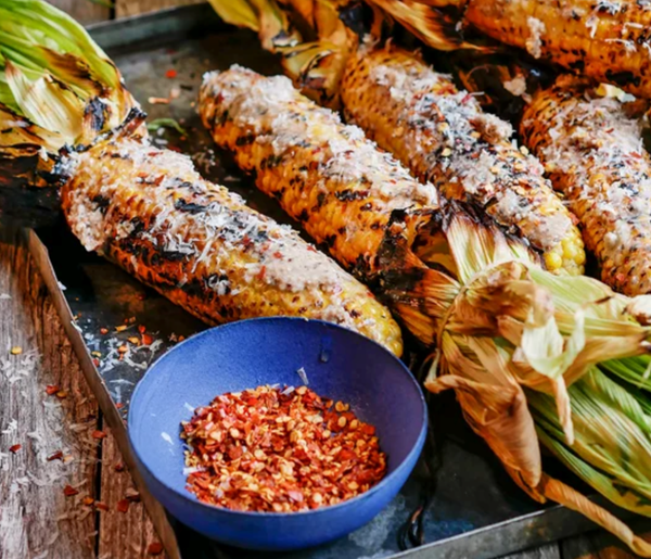 Grilled corn with mushroom-miso butter
