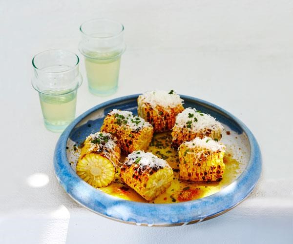 Grilled corn with Parmesan, brown butter, lemon and bottarga