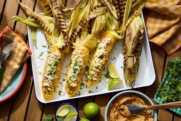 Grilled corn with teriyaki butter