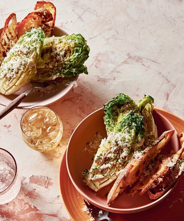 Grilled cos wedges with anchovy aïoli