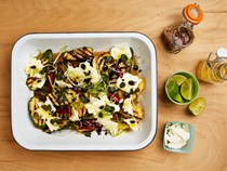 Grilled courgettes with cascabel honey
