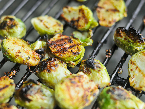 Grilled crispy mustard Brussels sprouts