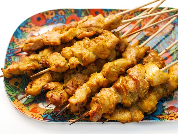 Grilled curry chicken kebabs