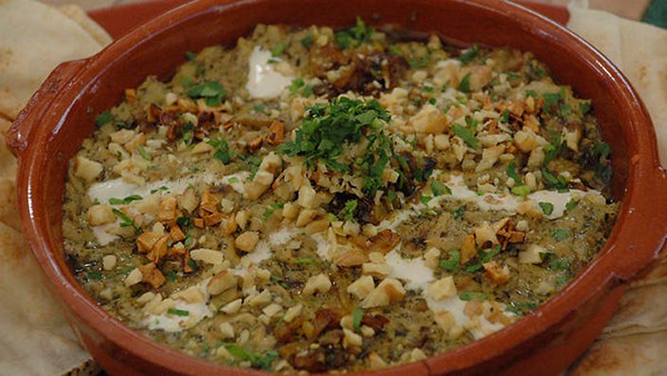 Grilled eggplant and cheese dip (Kashk-e bademjan)