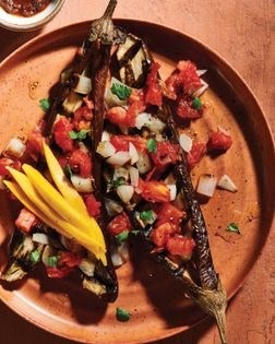Grilled eggplant and vegetable salad